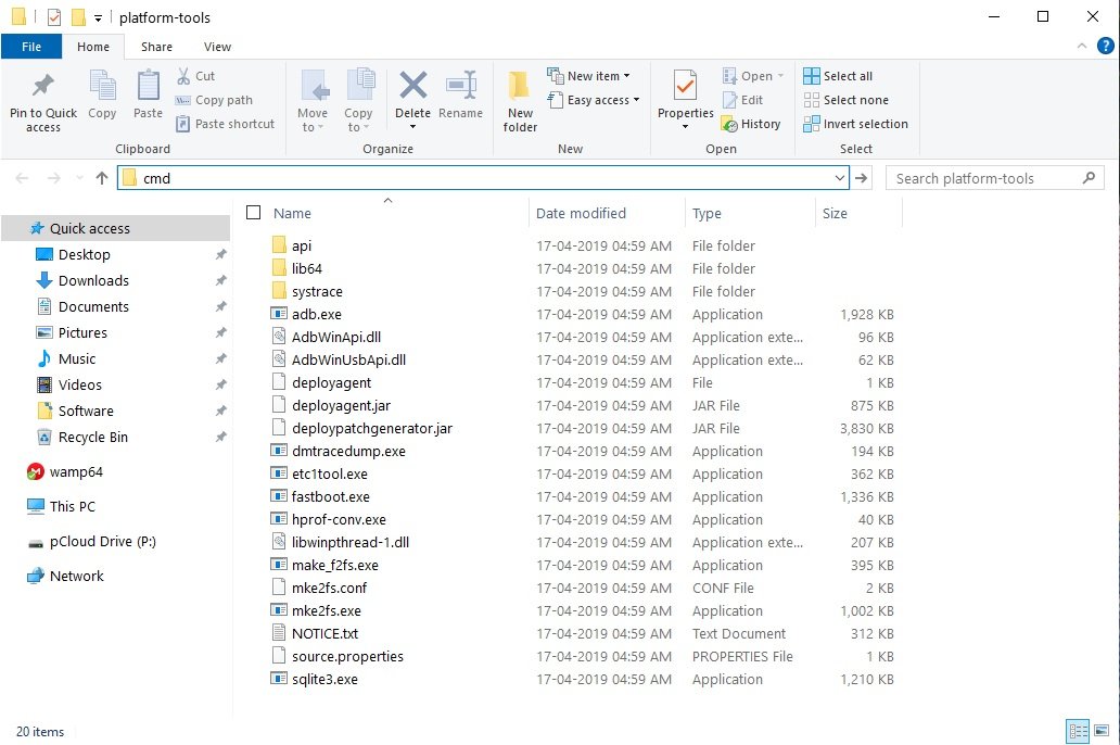 platform tools folder